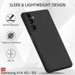 Silicone Back Cover Case for Samsung Galaxy A14 4G / A14 5G | Soft Micro-Fibre Lining Inside | Camera Protection Bump (Silicone, Black)