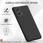 Silicone Back Cover Case for Motorola Edge 50 Fusion 5G | Soft Micro-Fibre Lining Inside | Camera Protection Bump (Silicone, Black)