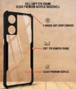 Back Cover Case for Oppo A58 5G (Shockproof with Polycarbonate Clear Panel | Professional Black)