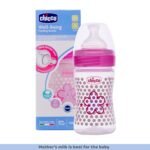 Chicco Well-Being 150 ml Feeding Bottle, Advanced Anti-Colic System, BPA Free, Hygienic Silicone Teat (Pink)