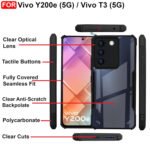 Vivo Y200e (5G) / Vivo T3 (5G) Cover | Camera Protection Shockproof Bumper-Edge |Transparent Eagle Back Case Cover (Black)