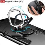 Oppo F25 Pro (5G) Kickstand Case | Built-in Stand Rotating Ring Holder | Military Grade Armor Bumper Back Cover (Black)