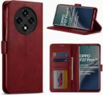 Oppo F27 Pro Plus 5G Flip Cover | PU Leather Wallet Stand | TPU Inside | Magnetic Closure | Red