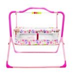 BabyLuv Newborn Baby Sleep Swing Cradle Jhula Palna Tottilu Crib Bassinet cot - Months for Baby Boys and Girls Chunky (Pink)