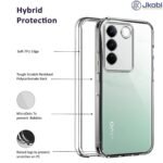 Back Cover for Vivo V27 | Vivo V27 Pro (Silicone Clear Shockproof Case with Camera Protection and Dust Plugs |