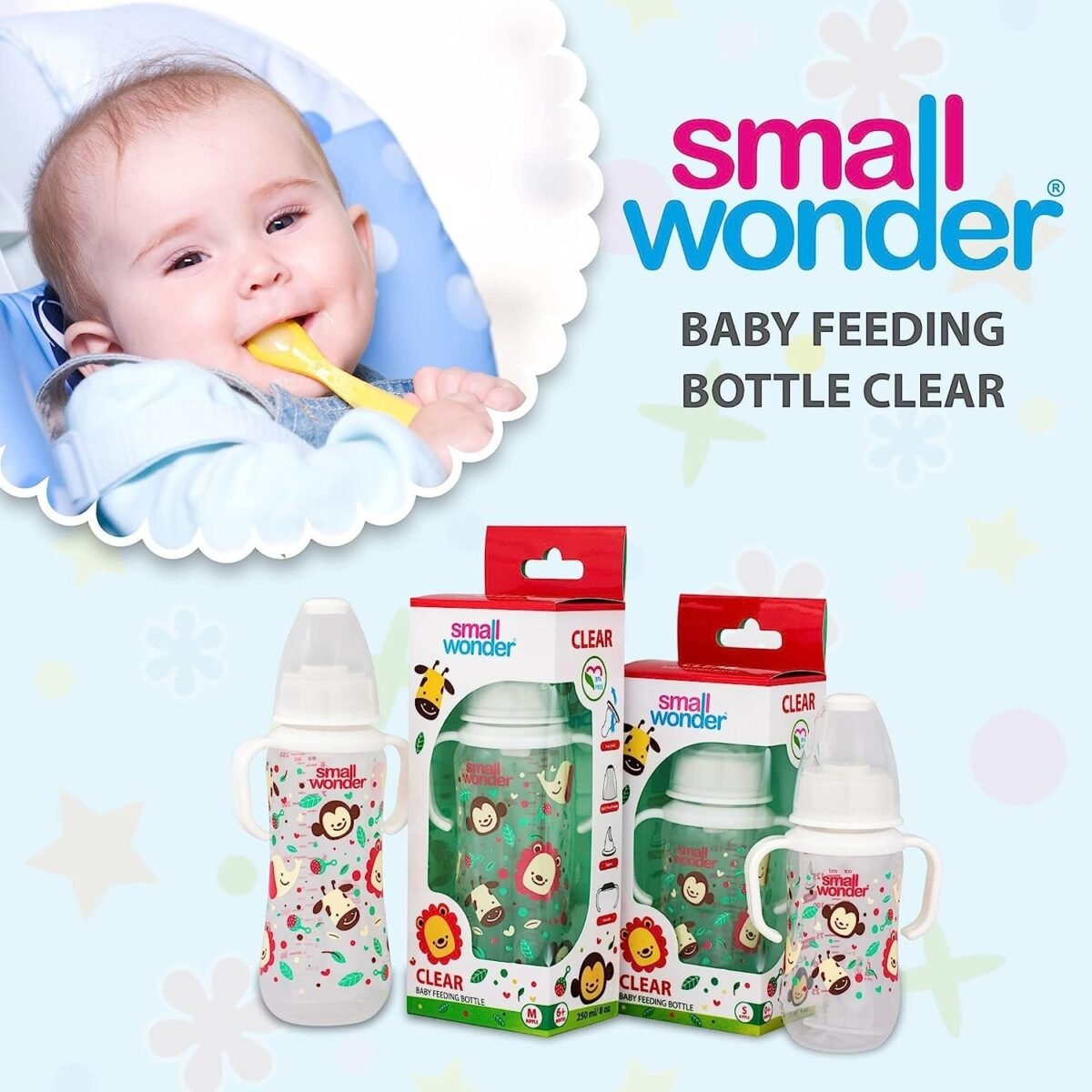 Small Wonder Clear Baby Feeding Bottle (Pack of 2), 250 ML, White