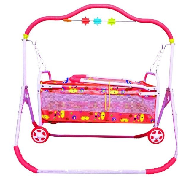 BabyLuv Baby Cradle with Swing, Comfortable Sleeping Jhula Palna for New Born Babies | Multi-use Baby Cradle, Push Wheel