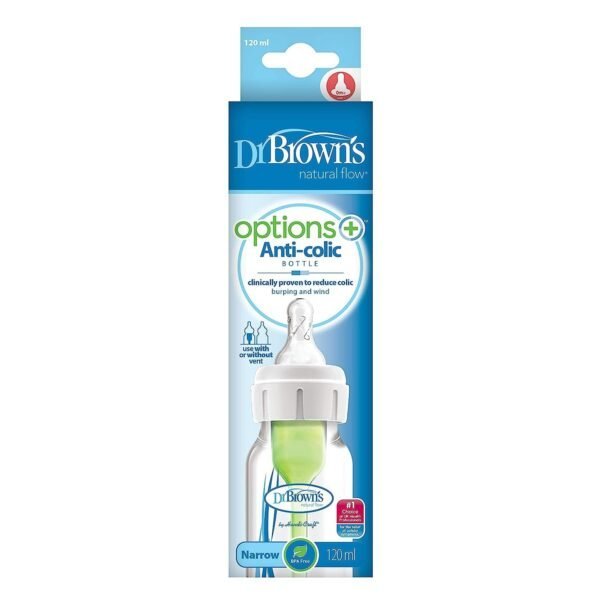 Dr. Brown's Narrow Bottle Natural Flow Options Anti-Colic Bottle(120 Ml, Pack of 1, White)