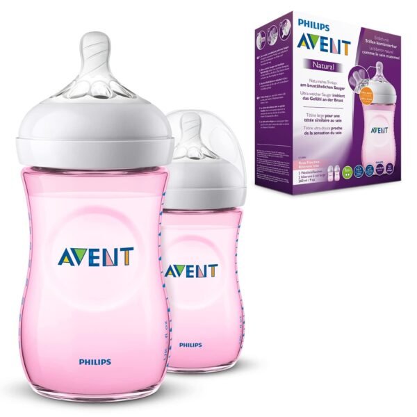 AVENT Philips Natural 2. 0 Pink Feeding Bottle 260ml SCF034/10 Pack of 2