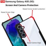 Samsung Galaxy A55 (5G) Cover | Camera Protection Shockproof Bumper-Edge | Transparent Eagle Back Case Cover (Black)