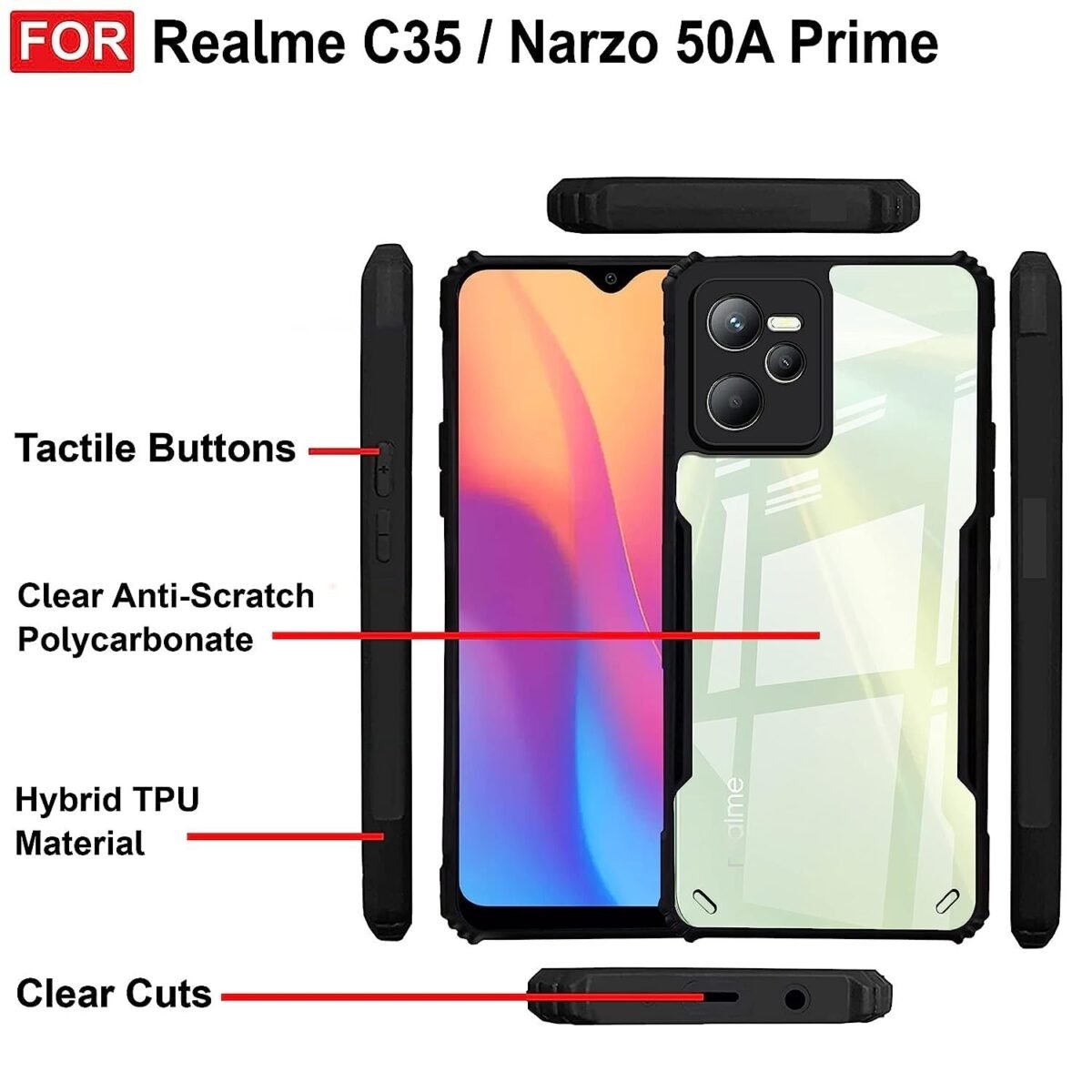 Back Case Cover for Realme C35 / Realme Narzo 50A Prime | Compatible for Realme C35 / Realme Narzo 50A Prime Back Case