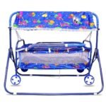 Baby Love Baby Bedding Toddler Cotton Beds with Mosquito Net Compactible with Wheels | Comfortable Swinging Jhula Palna