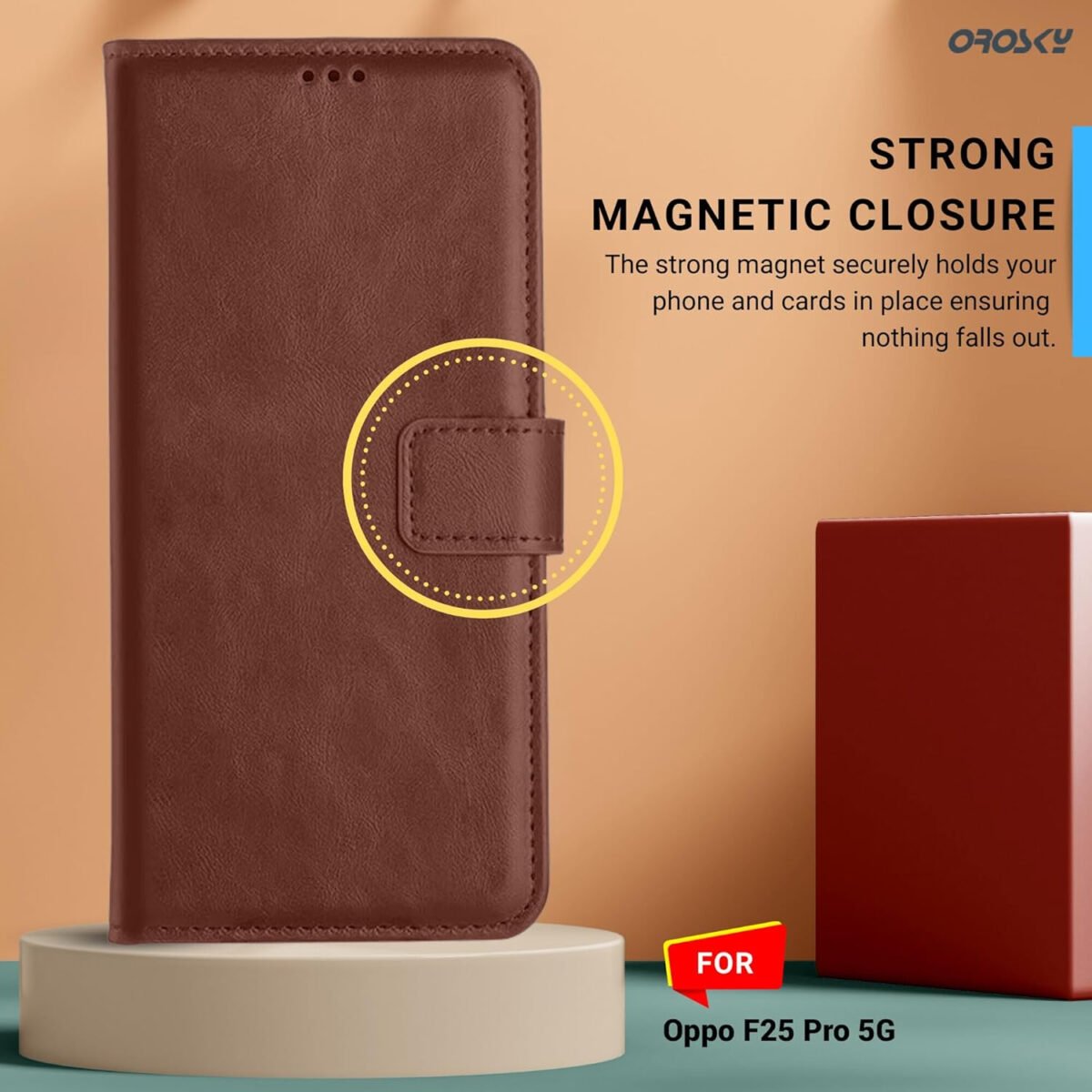 Oppo F25 Pro 5G Leather Flip Cover | Shockproof | 360 Protection | Wallet Style Magnetic Closure Back