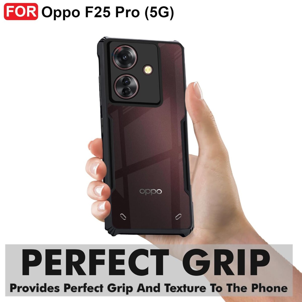 Oppo F25 Pro (5G) Cover | Camera Protection Shockproof Bumper-Edge | Acrylic Crystal Clear 360 Degree Protection TPU+PC | Transparent