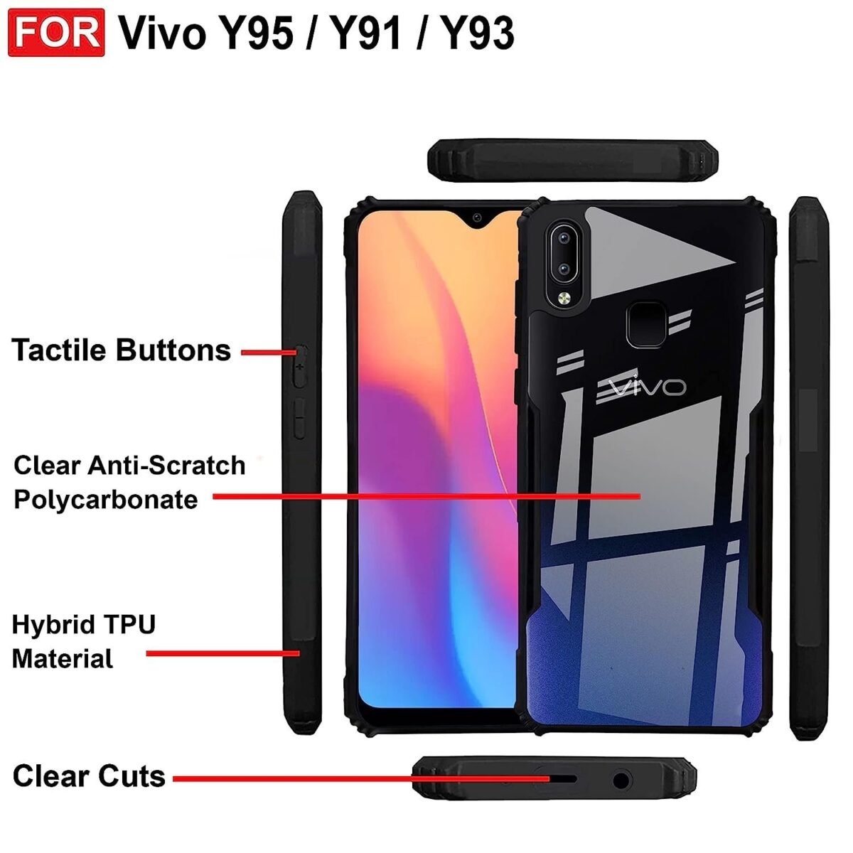 Back Case Cover for Vivo Y95 / Vivo Y93 / Vivo Y91 | Compatible for Vivo Y95 / Vivo Y93 / Vivo Y91 Back Case Cover |