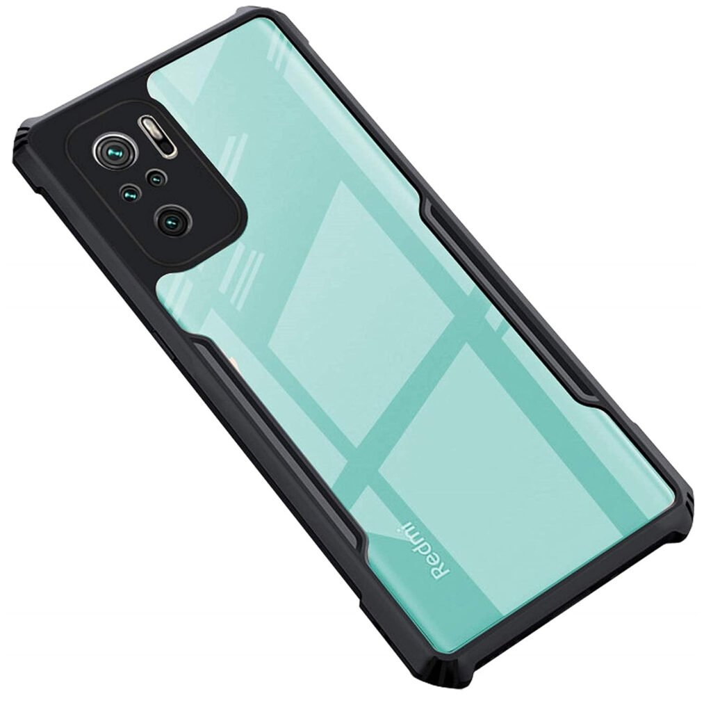 Redmi Note 10 / Redmi Note 10s Back Cover | hockproof Anti-Slip Grip Crystal Clear Camera Protect Hybrid | Transparent Black