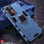 Armor Bumper Back Case Cover for Oppo F25 Pro 5G | Ring Holder & Kickstand in-Built | 360 Degree Protection Back Case (PC & TPU, Greyish Blue)