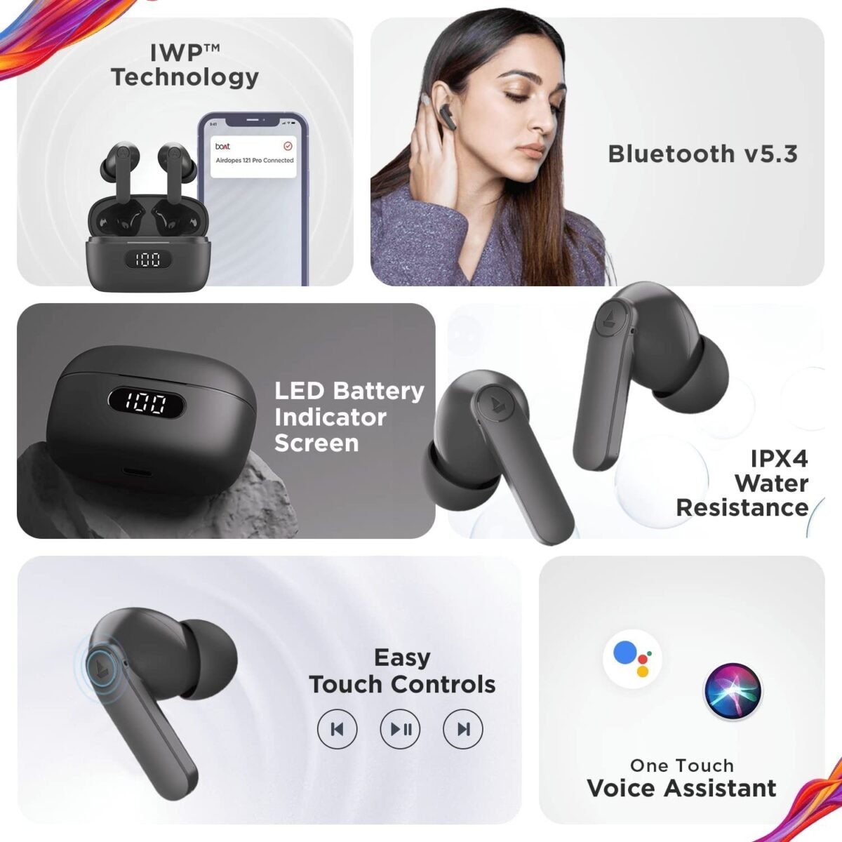 boAt Airdopes 121 PRO True Wireless Earbuds Signature Sound, Quad Mic ENx™, Low Latency Mode for Gaming, 50H Playtime, IWP™,