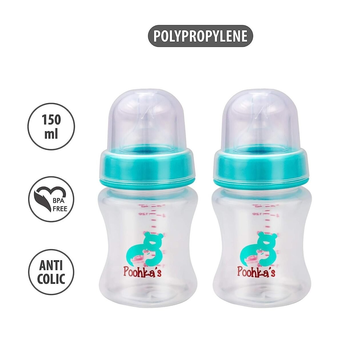 Small Wonder Poohka's Baby Feeding Bottle (Pack of 2), 250 ML, Green