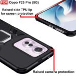 Oppo F25 Pro (5G) Kickstand Case | Built-in Stand Rotating Ring Holder | Military Grade Armor Bumper Back Cover (Black)