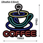 OMI Ultrathin LED Neon Sign Art Wall Lights for Bedroom Windows Glass Hotel Pub Cafe Wedding Birthday Party Gifts (Coffee Cup)