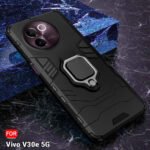 V30e 5G | Ring Holder & Kickstand in-Built | 360 Degree Protection Back Cover |    Armor Bumper Back Cover Case (PC & TPU, Black)