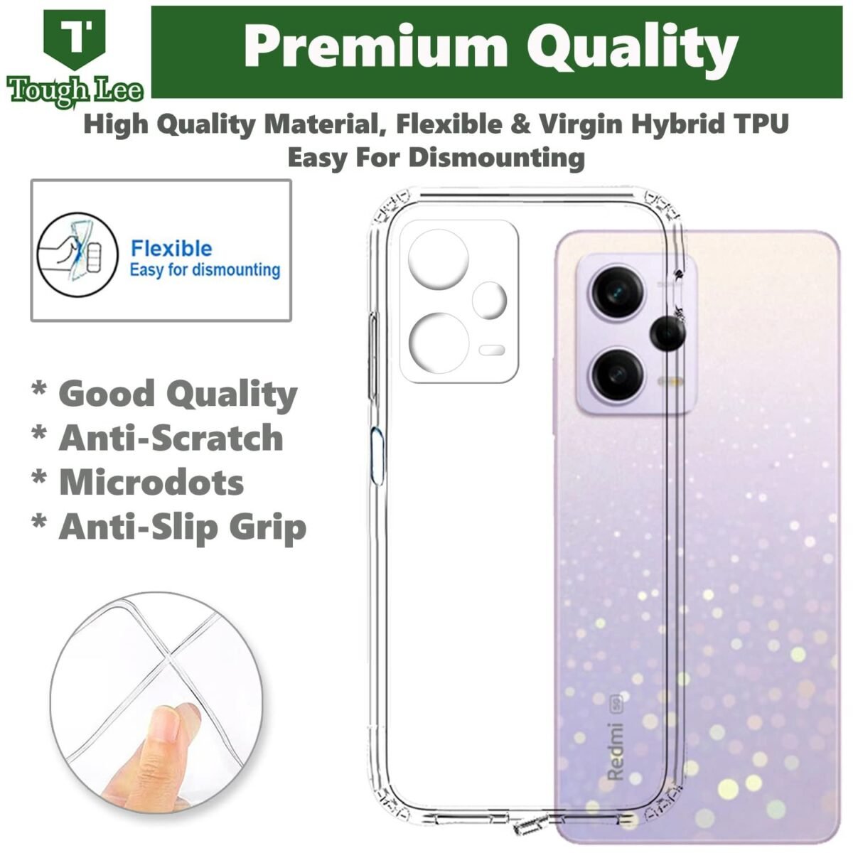 Back Cover Case for Mi Redmi Note 12 Pro 5G (Transparent) (Soft Silicon)