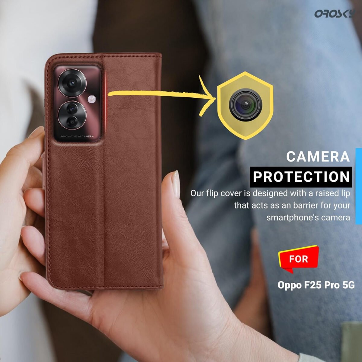 Oppo F25 Pro 5G Leather Flip Cover | Shockproof | 360 Protection | Wallet Style Magnetic Closure Back