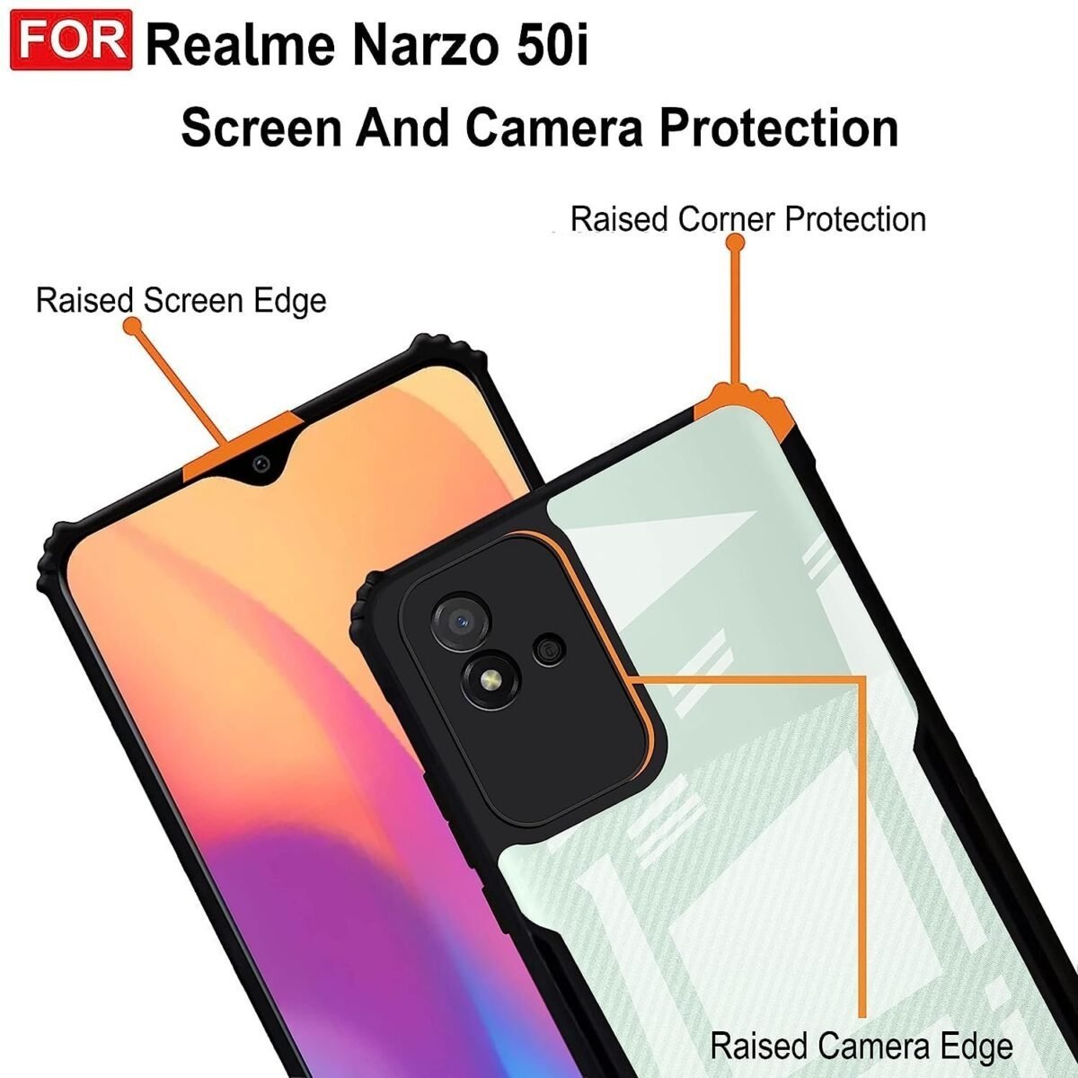 Back Case Cover for Realme Narzo 50i | Compatible for Realme Narzo 50i Back Case Cover | 360 Degree Back Cover | Clear