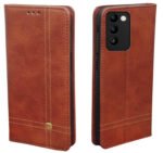 Leather Flip Cover for Vivo T3 5G / Vivo Y200E 5G Wallet Slim Book Cover with Card Slots Magnetic Flip Cover | Magnetic Brown