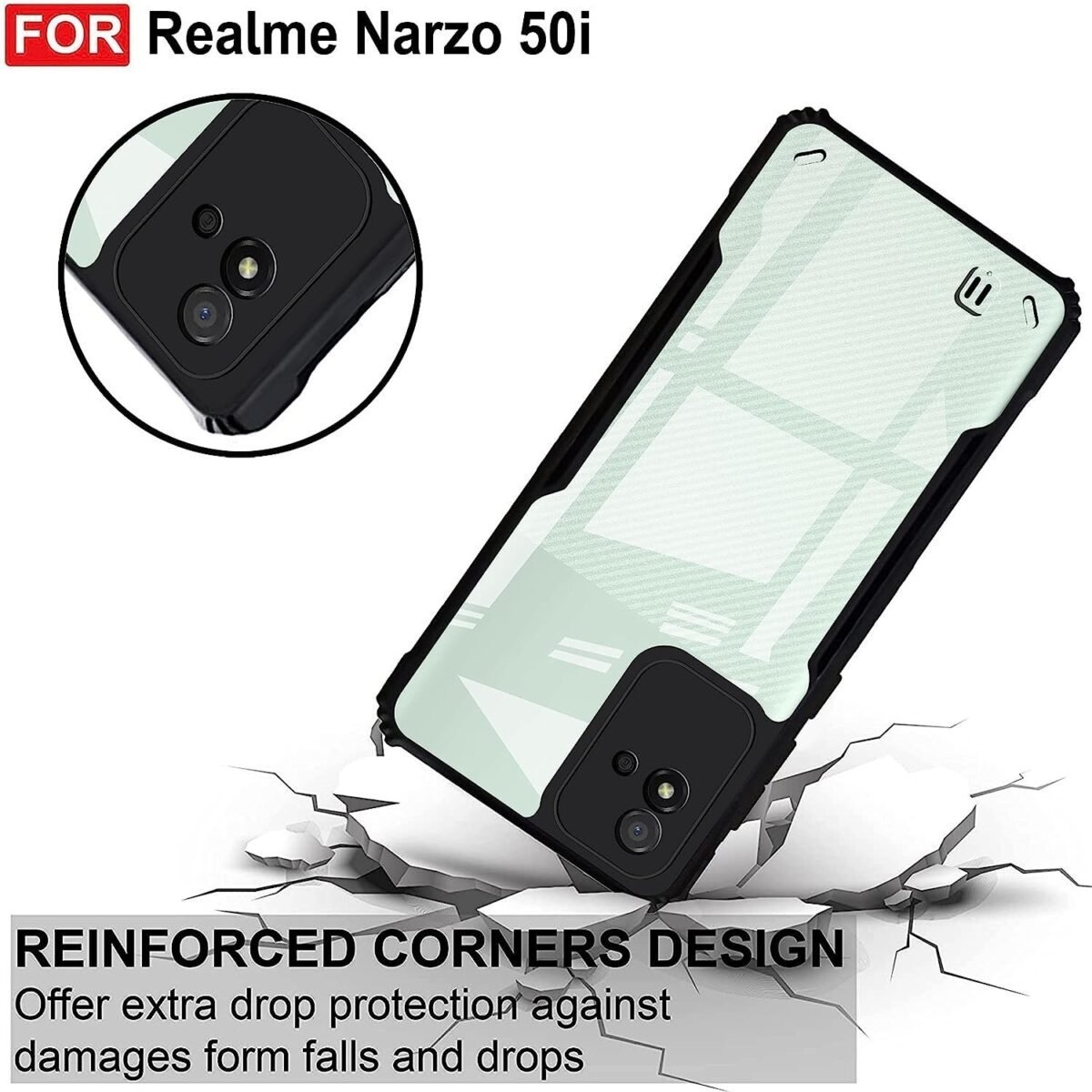 Back Case Cover for Realme Narzo 50i | Compatible for Realme Narzo 50i Back Case Cover | 360 Degree Back Cover | Clear