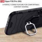 Oppo F25 Pro (5G) Kickstand Case | Built-in Stand Rotating Ring Holder | Military Grade Armor Bumper Back Cover (Black)