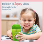LuvLap Banana Time 210ml Anti Spill, Interchangeable Sipper / Sippy Cup with Soft Silicone Spout and Straw BPA Free, 6m+ (Green)
