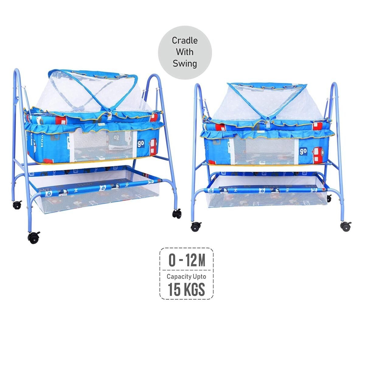 BabyLuv Cradle with Swing and Mosquito net (Blue)