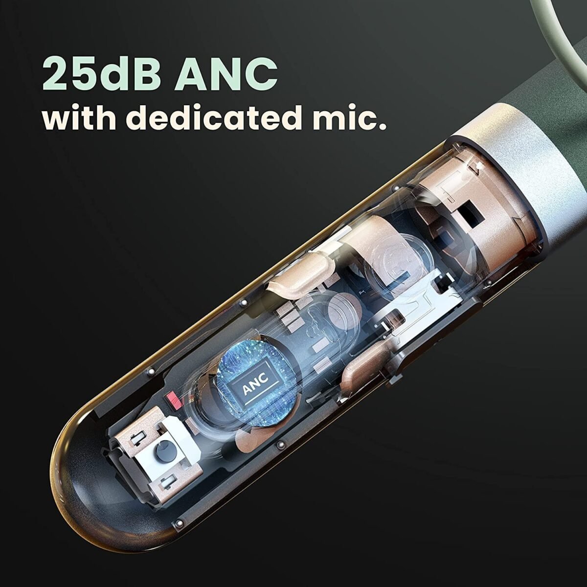 Boult Audio Curve ANC Wireless in Ear Wireless Earphones with 25dB Active Noise Cancellation, ENC Mic, 30H Playtime, 60ms Low Latency Mode, Dual Pairing, Type-C Fast Charging (10mins=10Hrs) (Green)