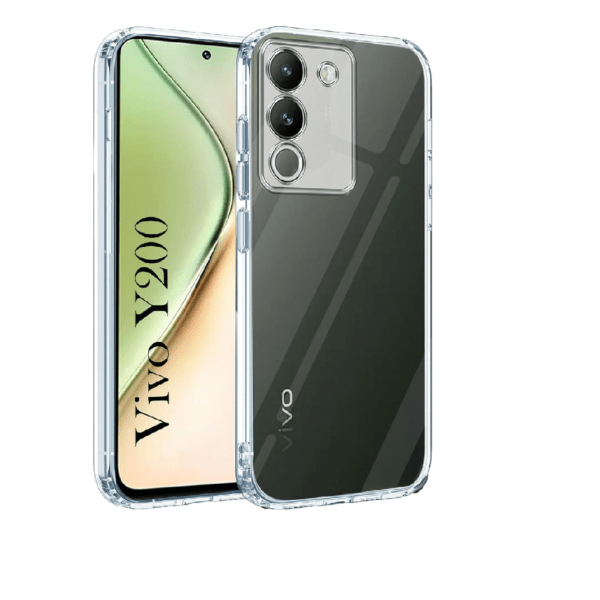 Back Cover for Vivo Y200 (Silicone Clear Shockproof Case with Camera Protection (Transparent)