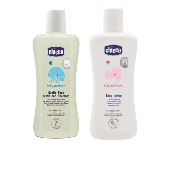 Chicco Baby Wash And Shampoo 200ml With Baby body Lotion 200ml combo Pack