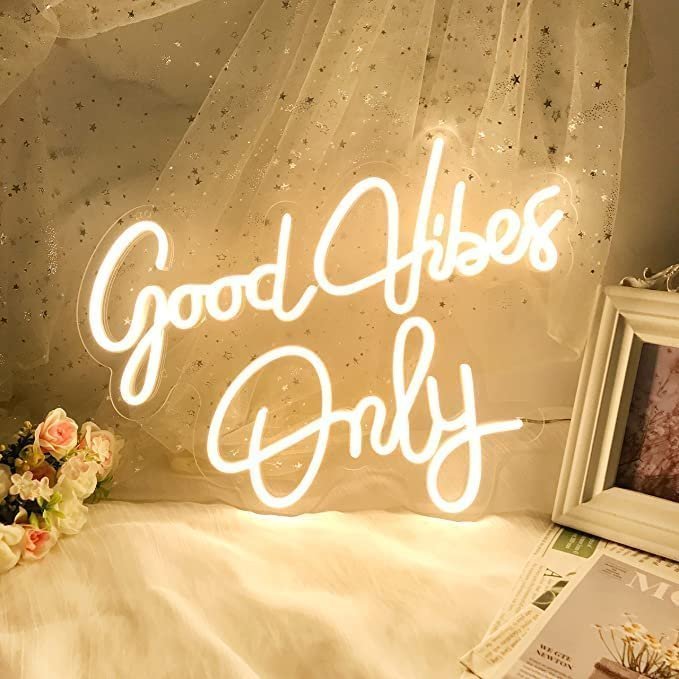 OMI Stylish Good Vibes Only LED Neon Signs Light LED Art Decorative Sign Wall Decor/Table Décor Home Decor for Wedding Party