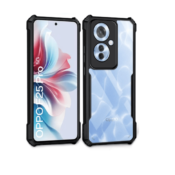 Transparent hard back cover case for Oppo F25 Pro 5G | Transparent Black