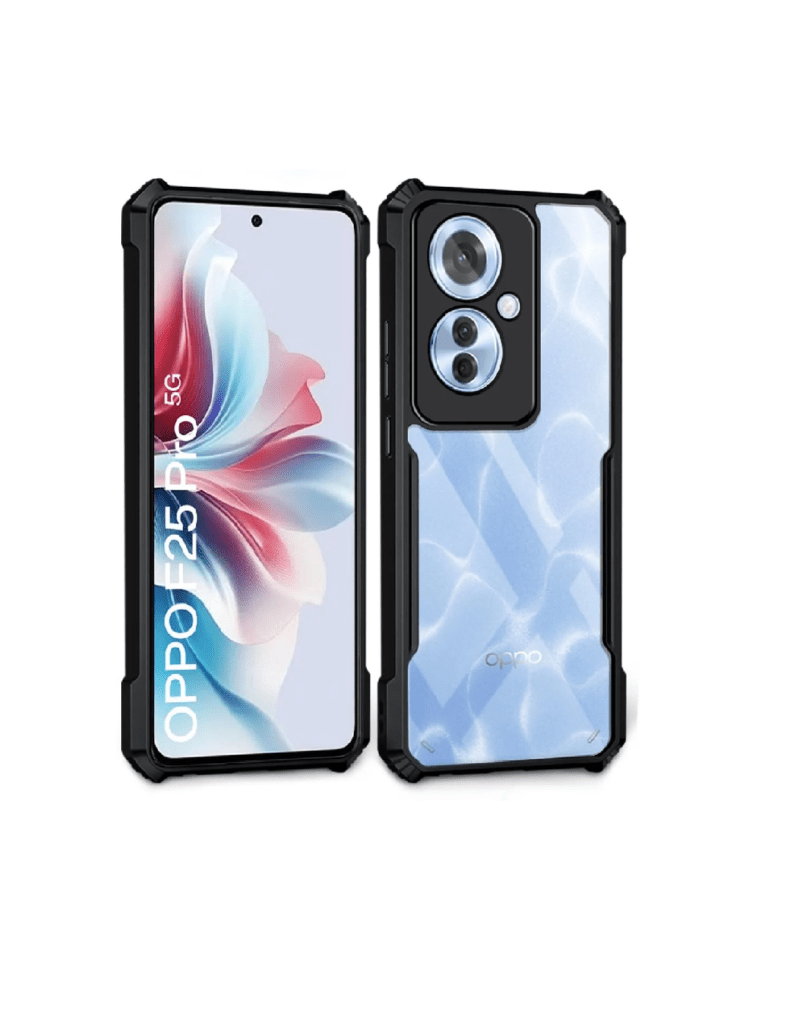 Transparent hard back cover case for Oppo F25 Pro 5G | Transparent Black