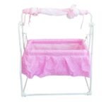 BabyLuv New Born Baby Cradle Bassinet Swing with Hidden Wheel Design (Grey) (Pink)