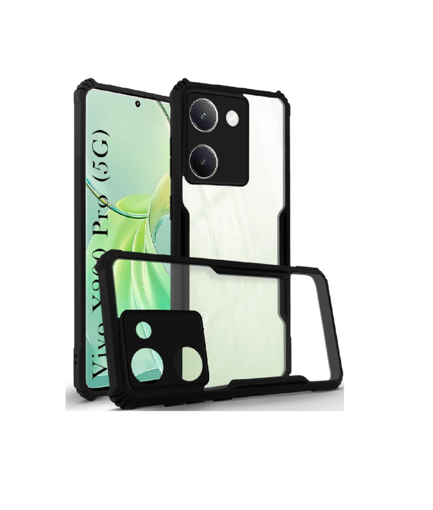 Back Cover Case for Vivo Y200 Pro 5G (Shockproof with Polycarbonate Clear Panel | Professional Black)