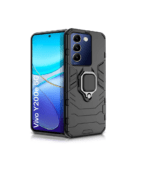 Shock Proof Back Case Mobile Cover for Vivo Y200e 5G | Vivo T3 5G | Back Cover Case (   Armor | Hybrid PC + TPU | Ring Holder & in-Built Kickstand | Black)