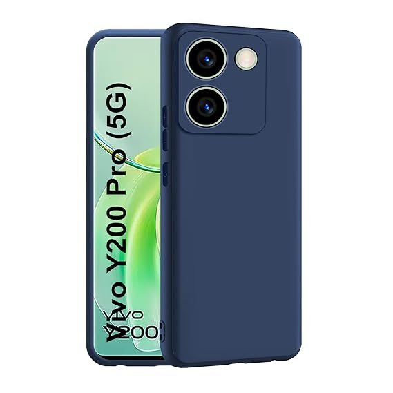 Vivo Y200 Pro (5G) Back Cover | Camera Bump Protection & Inner Velvet Fabric Lining | Ultra Slim Matte Soft Rubberised Case (Blue)