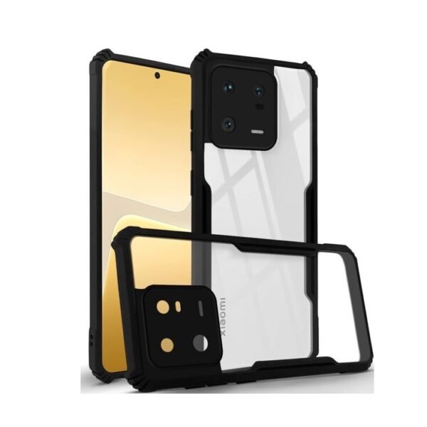 Back Cover Case for Xia   Mi 13 Pro (Crystal Glass Back | Shockproof Bumpers | Professional Black)