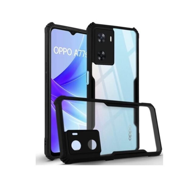 Back Cover Case for Oppo A77 4G | Oppo A77s (Shockproof with Polycarbonate Clear Panel | Professional Black)