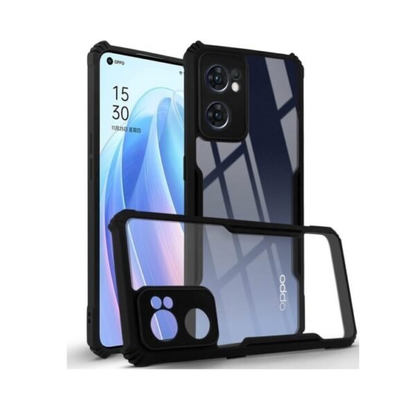 Back Cover Case for Oppo Reno7 5G | Reno 7 5G (Crystal Glass Back | Camera Protection | Shockproof Bumpers | Professional