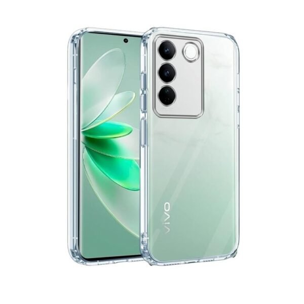 Back Cover for Vivo V27 | Vivo V27 Pro (Silicone Clear Shockproof Case with Camera Protection and Dust Plugs |