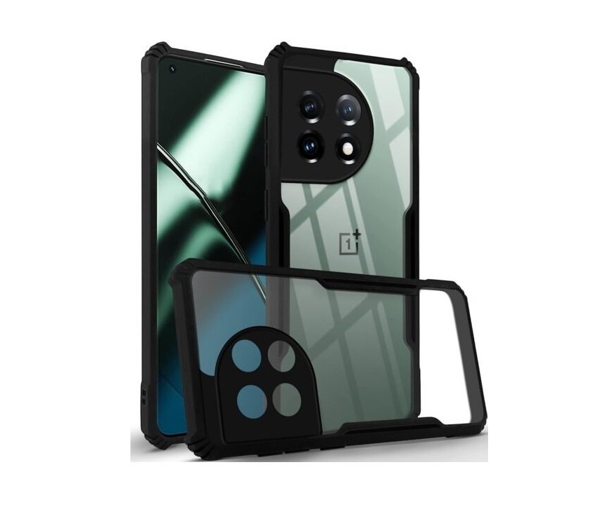 Back Cover Case for OnePlus 11 5G (Crystal Glass Back | Shockproof Bumpers | Professional Black)