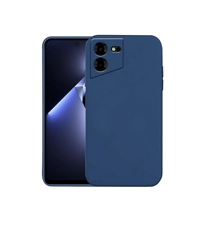 Tecno Pova 5 Pro 5G | Matte Silicone Flexible | Raised Bumps for Camera & Screen Protection Back Case Cover - Silicone Blue